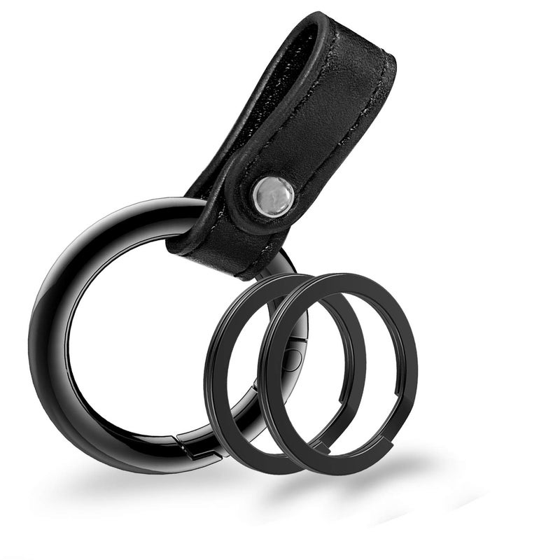 Idakekiy Zinc Alloy Key Rings Leather Part Button Key Clip Carabiner Keychain Split Keyrings for Men and Women - Image 1